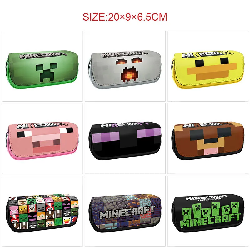 Roblox Inspired Double-Layer Canvas Pencil Case – Large Capacity Cartoon Stationery Bag with 2 Zippers for Students & Gamers